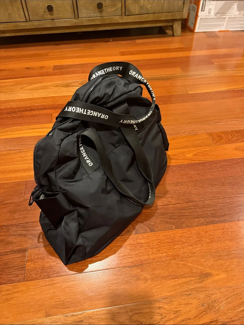 Orangetheory Black Nylon Duffel with Logo Straps